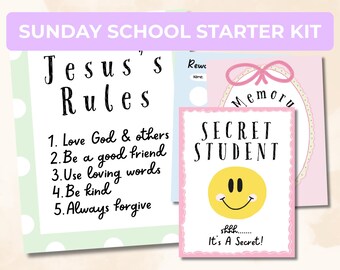 Sunday School Teacher Toolkit – Memory Verse, Rewards, Planner & Posters (PNG + PDF)