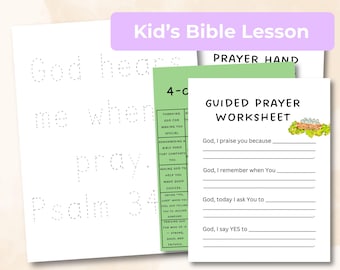 Leçon de prière pour enfants imprimable | Trousse du ministère auprès des enfants de 30 pages | histoire biblique, travaux manuels, jeux, activités | Programme de prière de l'école du dimanche