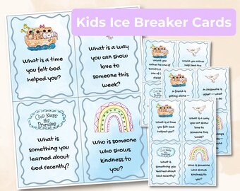 Cartes de questions pour l'école du dimanche à imprimer – 60 aquarelles brise-glaces de l'arche de Noé, Apprenez à vous connaître, Préférez-vous, Cartes de classe chrétienne