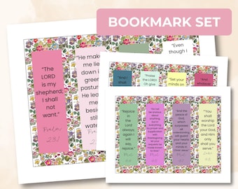 Signets versets bibliques imprimables – signets bibliques chrétiens pour femmes, coffret cadeau Bible d'encouragement, signets aquarelle foi (PNG)
