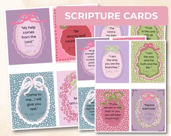 Cartes imprimables de versets bibliques - Cartes bibliques d'encouragement aux chrétiens, ensemble d'écritures bibliques aquarelle, cartes imprimables foi (téléchargement PDF)