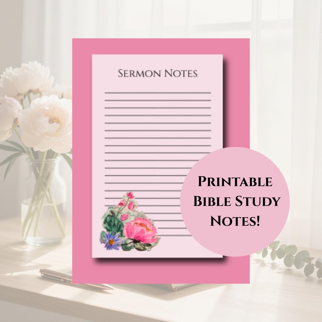 Bible Journal Notes Pages Printable – Scripture Study Sheets, Christian ...
