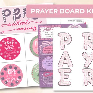 Prayer Board Kit Printable | Pink & Purple Christian War Room Set | Scripture Cards, Envelopes, Headers, Prompts | Teen Girls Prayer Board
