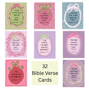 Jeu de cartes imprimables versets bibliques : encouragements envers les Écritures, oeuvre d'art murale foi, femmes chrétiennes