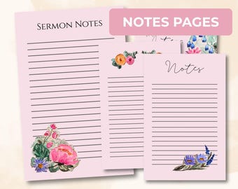 Pages imprimables de notes de journal biblique - feuilles d'étude des Écritures, pages de journalisme chrétien, notes de foi PDF, documents imprimables d'étude de la Bible à l'aquarelle