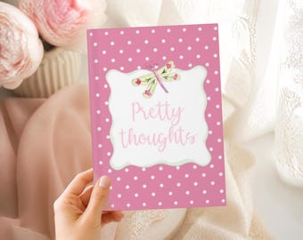 Pretty Thoughts Journal for Women & Teens – Pink Aesthetic Notebook, Cute Writing Journal, Feminine Stationery Gift, Daily Reflection
