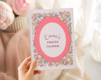 Personalized Prayer Journal for Women – Watercolor Floral, Christian Quiet Time Notebook, Custom Name Gift, Feminine Devotional