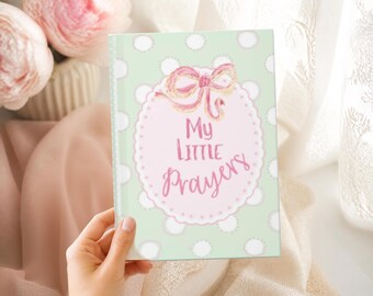 My Little Prayers Journal – Green & Pink Bow Kids Prayer Notebook, Christian Girls Devotional, Cute Faith Journal for Women and Children