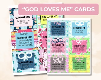 God Loves Me Truths Printable Cards for Christian Women with Watercolor Art (PDF + PNG)