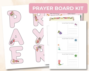 Kit de tableau de prière imprimable | Ensemble de chambre de guerre floral aquarelle | Cartes bibliques, enveloppes, en-têtes, invites | Décoration chrétienne temps calme