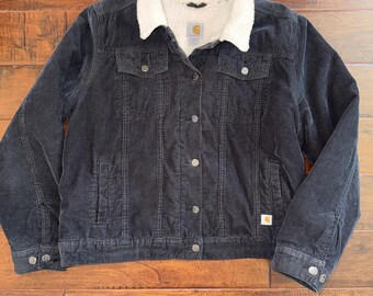 Carhartt Women's Southold Corduroy Sherpa-Lined Trucker Jacket Brown Size XL