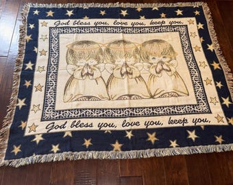 Goodwin Weavers throw blanket Angel God Bless You  Love You Keep You Excellent