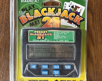 Vintage RADICA Blackjack 21 Pocket Handheld Electronic Game Model 1350 Works
