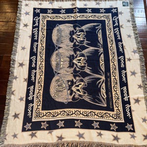 Goodwin Weavers Angel Throw Blanket: 100% Cotton, Blue Stars Design image 4