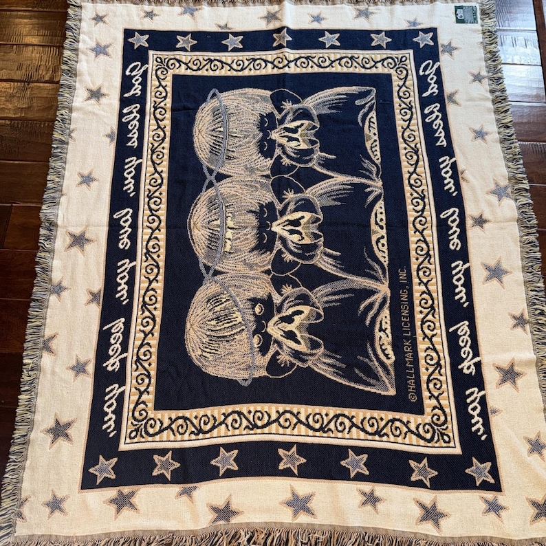 Goodwin Weavers Angel Throw Blanket: 100% Cotton, Blue Stars Design image 4
