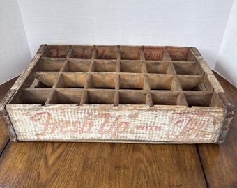 Vintage 7 Up Wooden Crate 24 bottle Soda Pop Metal Brackets Trinket Box