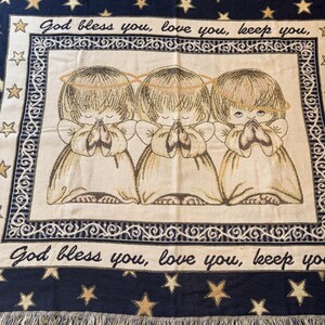Goodwin Weavers Angel Throw Blanket: 100% Cotton, Blue Stars Design image 2