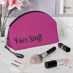 Pink &#39;Face Stuff&#39; Makeup Bag | Cosmetic Pouch for Beauty Lovers, Gift for Her, Travel Accessory, Makeup Organiser