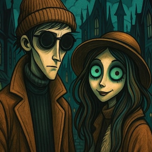 Custom Tim Burton Style Portrait: Gothic Home Decor (Digital Download