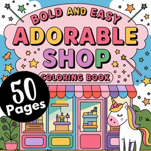 Adorable Animal Shop Coloring Book - Printable Coloring Book for Kids - Cute Kawaii Animal Store Coloring Pages - Instant Digital Download