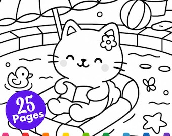 Cute Kawaii Life Coloring Book, Cute Printable Pages for Kids & Adults, Cute Animal Scenes, Cute Kawaii Pages, Fun Activity Sheets