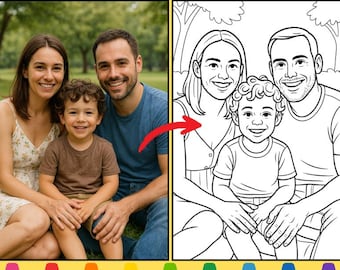 Custom Photo Coloring Page: Personalized Portrait Art (Digital Download A4 PDF/JPEG