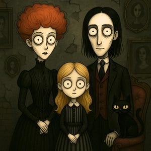 Tim Burton Style Custom Portrait: Gothic Home Decor (Digital Download)