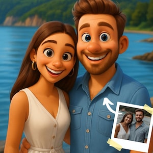 Custom Cartoon Couple Portrait, Custom Cartoon Portrait, Anniversary Gift, Custom Couple Portrait, Custom Pixar Portrait, Pixar Character