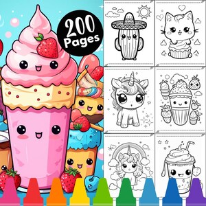 Cute Kawaii Coloring Pages, Kawaii Coloring Pages for Kids, Cute Coloring Pages, Printable Coloring Pages for kid, Kawaii Food, Cute Kawaii