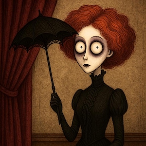 Tim Burton Style Custom Portrait: Gothic Art, Spooky Gift (Digital Download)