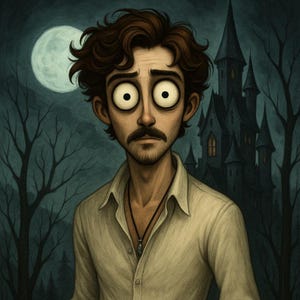 Tim Burton Style Custom Portrait: Spooky Gothic Art (Digital Download)