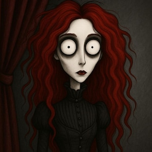 Tim Burton Style Custom Portrait: Gothic Art, Spooky Gift (Digital Download