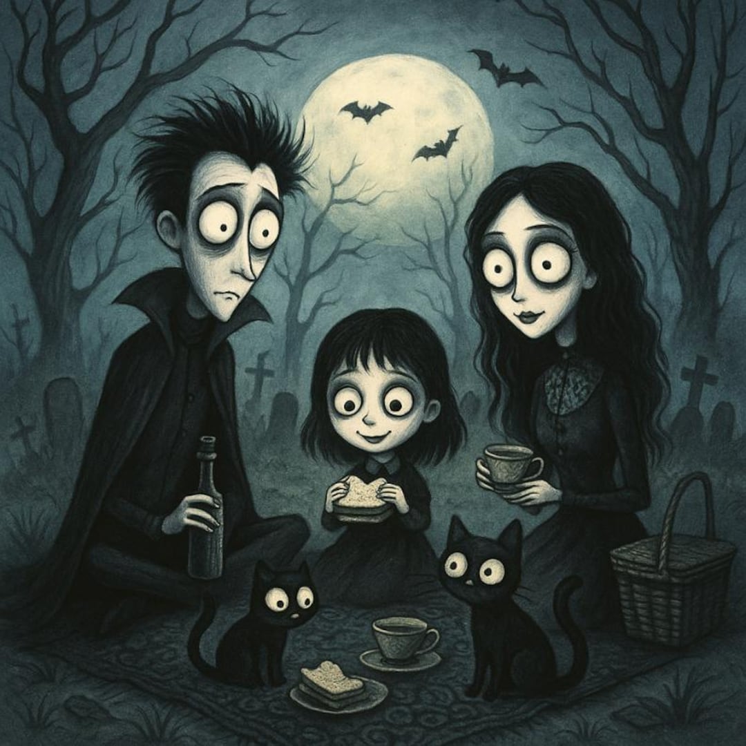 Tim Burton Style Custom Portrait: Gothic Home Decor, Halloween Portrait ...