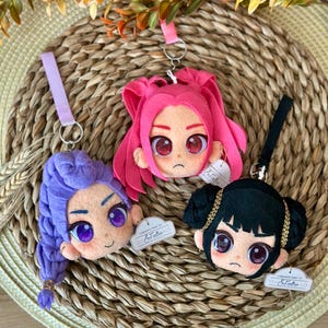 Rumi, Mira and Zoey KPop Huntrix, Demon, Hunters felt keychains