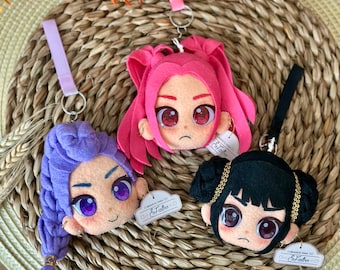 Rumi, Mira and Zoey KPop Huntrix, Demon, Hunters felt keychains