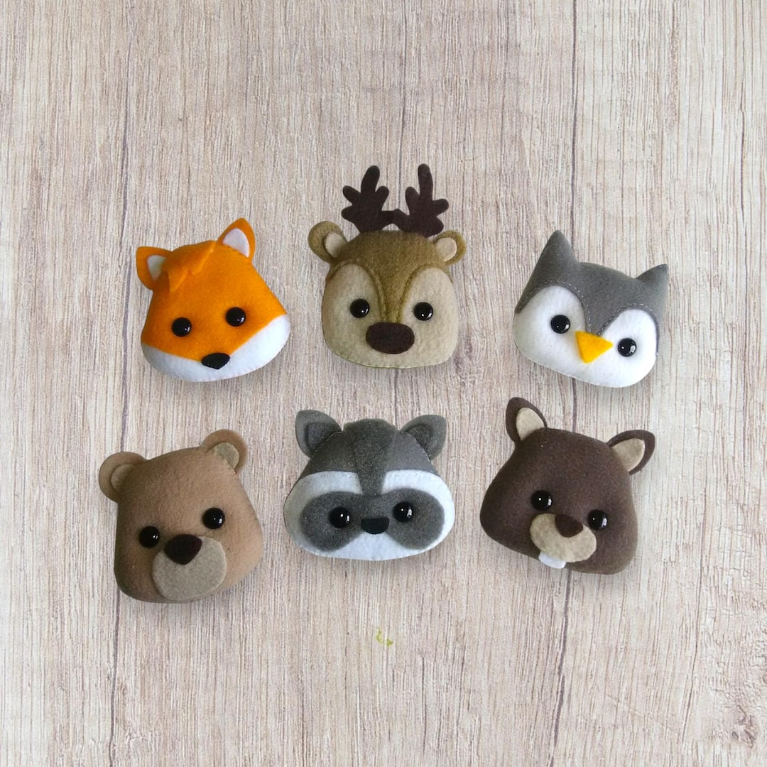 Animal Faces 8cm Felt Figures - Etsy