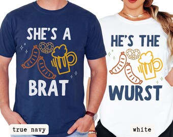 Camisetas Oktoberfest a juego, camisetas Oktoberfest para parejas, camisetas para festivales de cerveza, camisetas para beber en grupo, camiseta Bratwurst, camiseta Oktoberfest linda