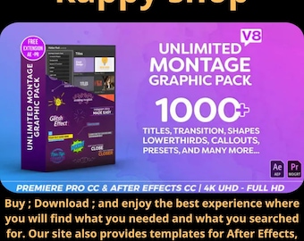 1000+ Premiere Pro & After Effects Assets | Transitions Titles Glitch MOGRT Bundle 4K