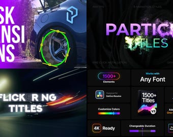 DaVinci Resolve Bundle | Flickering Titles, Mask Reveal, Disintegration & Typography Pack