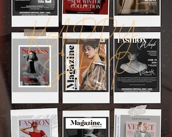 Fashion Magazine Cover Template PSD | Editable Instagram Vertical Post & A4 Flyer | Photoshop Editorial Design