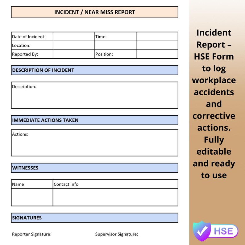 HSE Excel Toolkit: Safety Templates for Incident Report, Risk ...