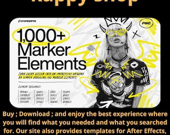 1000+ Hand Drawn Marker Elements Bundle, Scribble Clipart PNG Overlays For Graphic Design