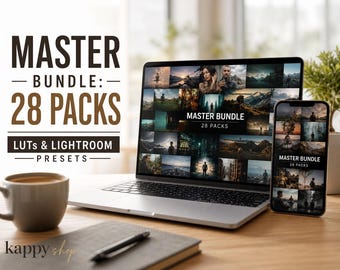 Master Bundle LUTs & Lightroom Presets, 28 Packs, Cinematic Color Grading (Digital Download)