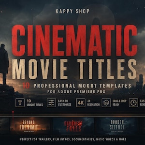 Cinematic Movie Title Templates for Premiere Pro MOGRT Film Trailer Intro Title Sequence Pack