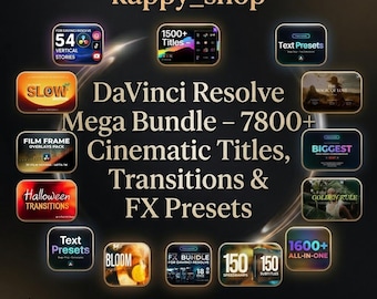 DaVinci Resolve Mega Bundle | 7800+ Transitions, LUTs, Titles & Effects for Video Editors