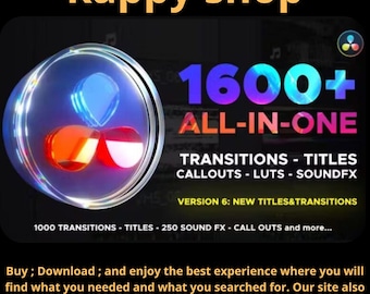 DaVinci Resolve Ultimate Bundle: 1600+ Transitions, Titles, LUTs & SFX Motion Graphics