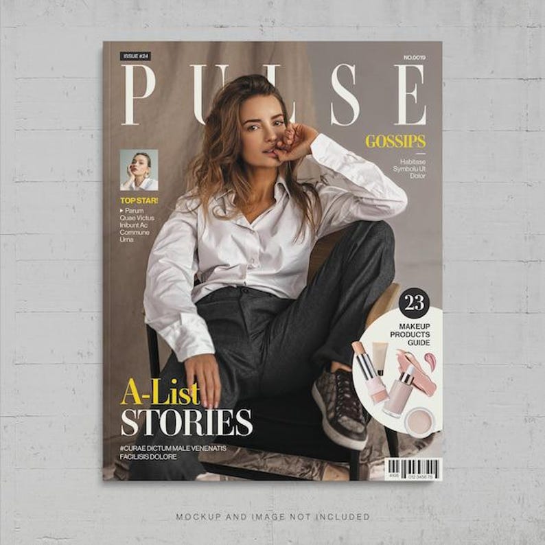 Fashion Magazine Cover Template Photoshop PSD Bundle Editorial Portrait ...