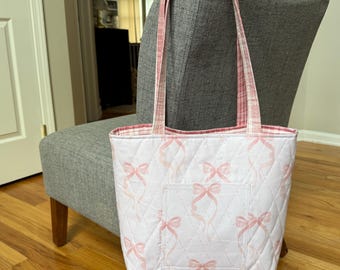 Hand Sewn Quilted Tote Bag –Fabric Shoulder Bag for Everyday Use –Reusable Market or Book Tote –Quilted Shoulder Bag -Gift for Her-Carry All