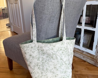 Hand Sewn Quilted Tote Bag –Fabric Shoulder Bag for Everyday Use –Reusable Market or Book Tote –Quilted Shoulder Bag -Gift for Her-Carry All