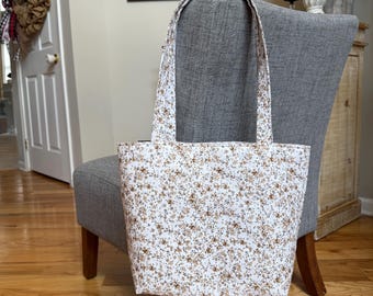 Hand Sewn Quilted Tote Bag –Fabric Shoulder Bag for Everyday Use –Reusable Market or Book Tote –Quilted Shoulder Bag -Gift for Her-Carry All